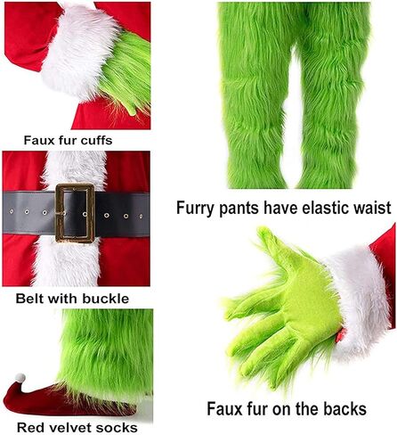 Halloween Costume for Men Green Monster Costumes with Mask Furry Adult Suit Christmas Outfit in Saudi Arabia
