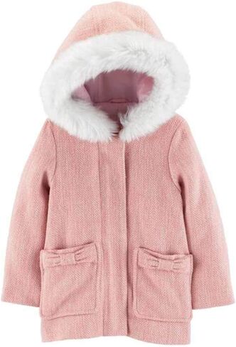 Carter's Little Girls' Pink Faux Wool Jacket W/Faux Fur Hood Trim in Saudi Arabia
