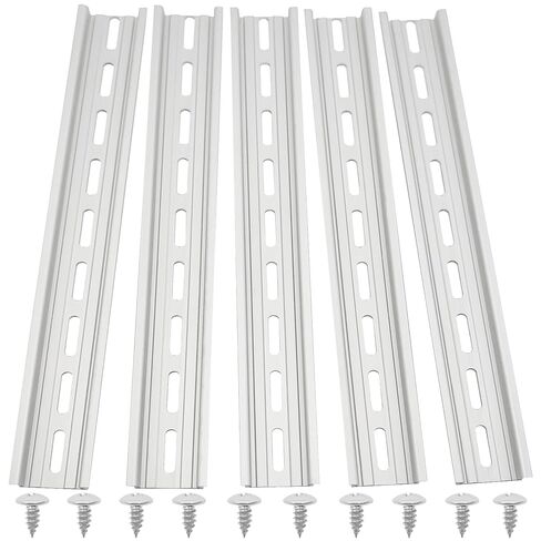 10 Pcs 8 Inch Aluminum DIN Rails, Top Hat Slotted DIN Rail, 7.5 mm Height x 35 mm Width x 8 Inch Length, with 20 Pcs MXU-DIN-100 Screws for Hardware Components Mounting in Kuwait