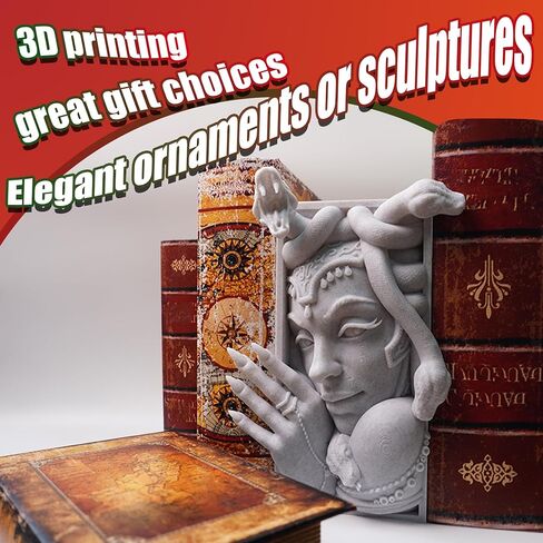 Medusa 3D مطبوعة مزخرفة للكتب خفيفة الوزن ومتينة لرف الكتب للأصدقاء، أنيقة للكتب، مثالية لديكور المنزل، ضرورية لمحبي الكتب (رمادي ميدوسا) in Kuwait