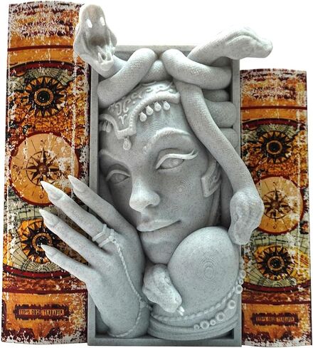 Medusa 3D مطبوعة مزخرفة للكتب خفيفة الوزن ومتينة لرف الكتب للأصدقاء، أنيقة للكتب، مثالية لديكور المنزل، ضرورية لمحبي الكتب (رمادي ميدوسا) in Kuwait
