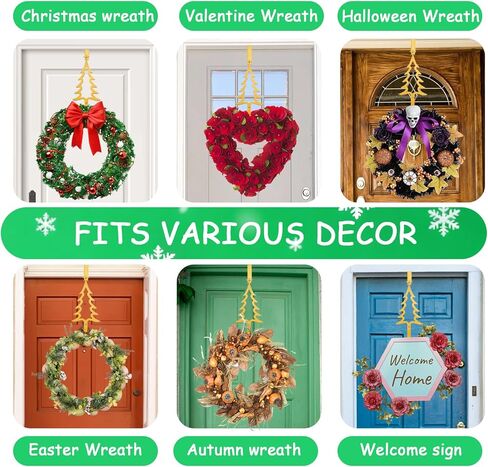 Wreath Hangers for Front Door, Christmas Tree Over The Door Hooks 15" Metal Front Door Hangers Sturdy Wreath Holder for Xmas Party Festival Front Porch Home Decor in Saudi Arabia