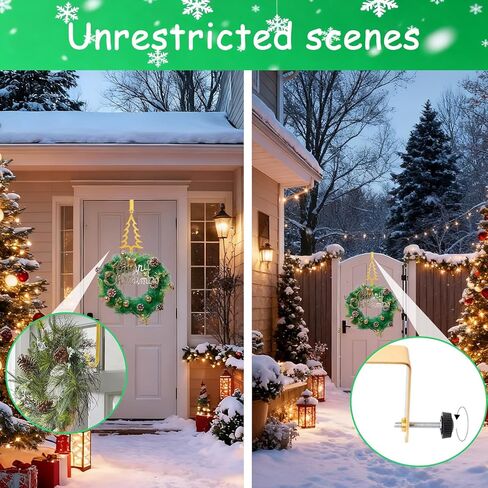 Wreath Hangers for Front Door, Christmas Tree Over The Door Hooks 15" Metal Front Door Hangers Sturdy Wreath Holder for Xmas Party Festival Front Porch Home Decor in Saudi Arabia
