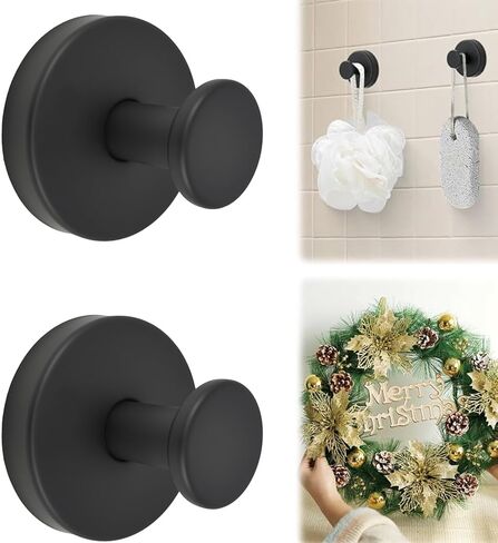 Wreath Hangers for Front Door, 2 Pack Suction Cup Hooks No-Drill, Towel Hooks for Bathroom Window Glass Door Wall & Indoor/Outdoor Christmas Fall Decor (Gunmetal) in Saudi Arabia