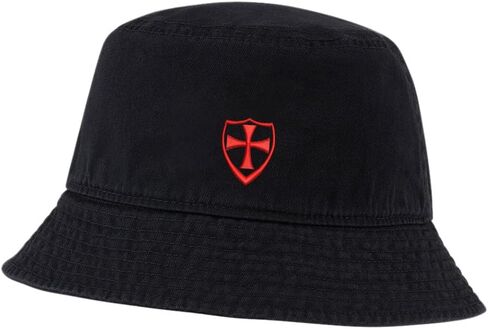 Men's Bucket Hat Maltese Cross with Shield Embroidered Cotton Washed Unisex Casual Fisherman Hat in Saudi Arabia