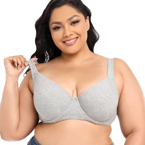 Women's Comfort Cotton Bra Floral Underwired Non Padded Full Coverage Minimizer Bra Plus Size in Saudi Arabia