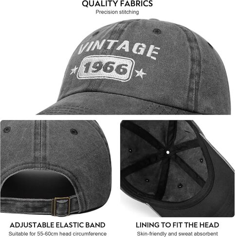 60th Birthday Gifts for Men Women, 60 Year Old Gifts Ideas, Washed Cotton Embroidered Baseball Cap Adjustable in Saudi Arabia
