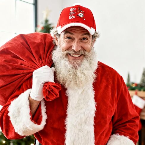 قبعة بيسبول Waldeal Christmas Santa للرجال والنساء، قبعة مطرزة قابلة للتعديل مع بوم من الفرو الغامض لحفلات عيد الميلاد in Saudi Arabia