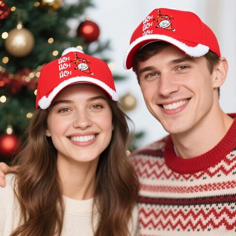 قبعة بيسبول Waldeal Christmas Santa للرجال والنساء، قبعة مطرزة قابلة للتعديل مع بوم من الفرو الغامض لحفلات عيد الميلاد in Saudi Arabia