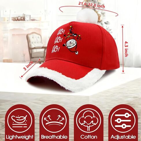 قبعة بيسبول Waldeal Christmas Santa للرجال والنساء، قبعة مطرزة قابلة للتعديل مع بوم من الفرو الغامض لحفلات عيد الميلاد in Saudi Arabia