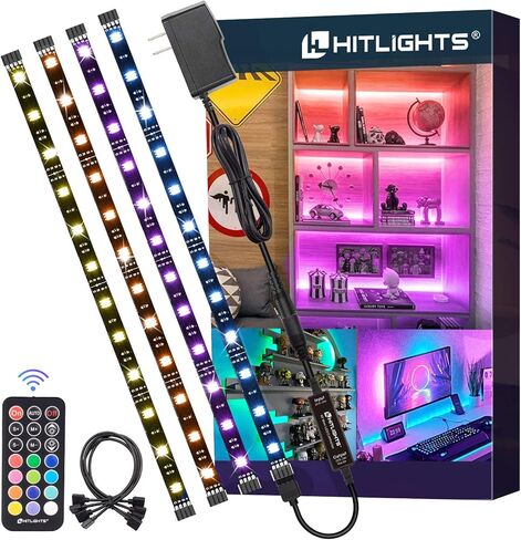 HitLights LED Strip Lights 3 Pre-Cut 12Inch/36Inch LED Light Strip Flexible Color Changing 5050 LED Accent Kit with RF Remote, Power Supply, and Connectors for TV, Home, DIY Decoration in Saudi Arabia