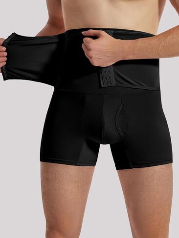 Mens Shapewear Body Shaper Shorts with Removable Butt Pads & Double Hook Waist Slimmer, Mid-Rise in Saudi Arabia