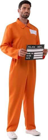 Spooktacular Creations Prisoner Costume Men, Orange Jumpsuit, Jail Inmate Accessories Set, Halloween Costumes for Men 2025 in Saudi Arabia