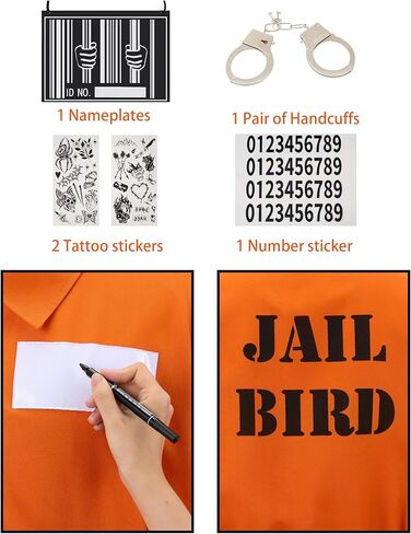 Spooktacular Creations Prisoner Costume Men, Orange Jumpsuit, Jail Inmate Accessories Set, Halloween Costumes for Men 2025 in Saudi Arabia