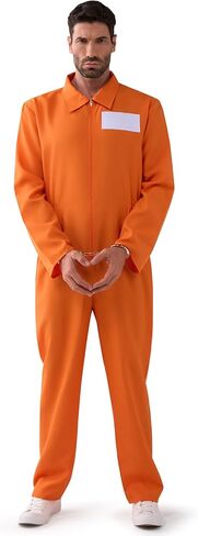 Spooktacular Creations Prisoner Costume Men, Orange Jumpsuit, Jail Inmate Accessories Set, Halloween Costumes for Men 2025 in Saudi Arabia