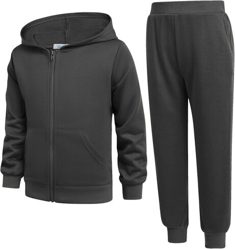 Arshiner Boys' 2 Piece Athletic Tracksuit Jogging Sets Outfit Sweatsuit Zip Up Hoodie and Active Pants for Kids 5-14 Years in Saudi Arabia