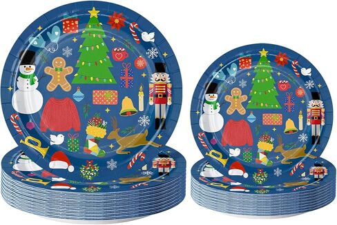 WRAPAHOLIC 50Pcs Christmas Paper Plates - 9" and 7" Nutcracker Disposable Plates Decorative Dinner Plates for Party Tableware Supplies Table Decor in Saudi Arabia