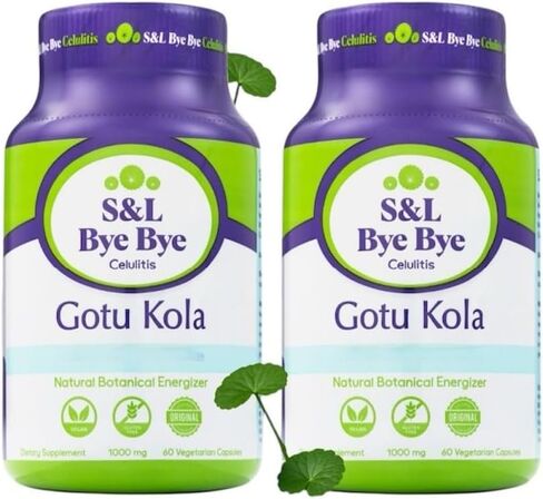 Bye Bye Cellulitis Gotu Kola - 2 Pack (120 Capsules Total) – Herbal Supplement for Skin, Circulation & Wellness – Natural Support for Hydrated, Smooth-Looking Skin in Saudi Arabia