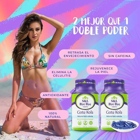 Bye Bye Cellulitis Gotu Kola - 2 Pack (120 Capsules Total) – Herbal Supplement for Skin, Circulation & Wellness – Natural Support for Hydrated, Smooth-Looking Skin in Saudi Arabia