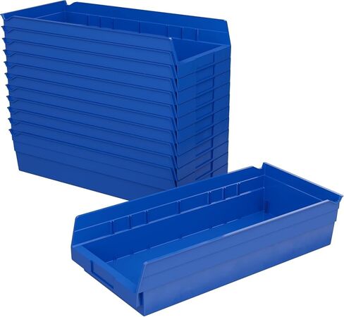 Akro-Mils 30158 Plastic Shelf Bins, Heavy Duty Storage Bins for Garage, Closet, and Drawer Organization, 18-Inch x 8-Inch x 4-Inch, Green, 12-Pack in Kuwait
