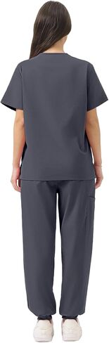 Scrubs for Women Set, V-Neck Top & Jogger Pants with 9 Pockets, Soft Stretch Nursing Uniform for Women in Saudi Arabia