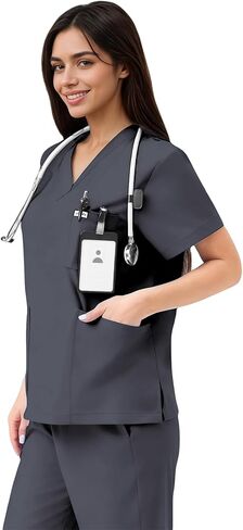 Scrubs for Women Set, V-Neck Top & Jogger Pants with 9 Pockets, Soft Stretch Nursing Uniform for Women in Saudi Arabia