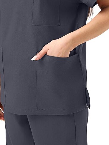 Scrubs for Women Set, V-Neck Top & Jogger Pants with 9 Pockets, Soft Stretch Nursing Uniform for Women in Saudi Arabia