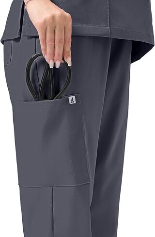Scrubs for Women Set, V-Neck Top & Jogger Pants with 9 Pockets, Soft Stretch Nursing Uniform for Women in Saudi Arabia