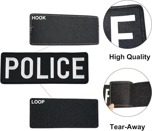 4 Pack Embroidered Police Patches, Tactical Name Patches with Hook and Loop Fastener for Uniforms, Jackets, Carriers, Hats, Small & Large Sizes, Black in Saudi Arabia