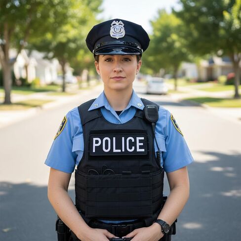 4 Pack Embroidered Police Patches, Tactical Name Patches with Hook and Loop Fastener for Uniforms, Jackets, Carriers, Hats, Small & Large Sizes, Black in Saudi Arabia