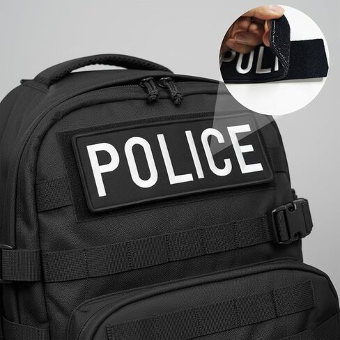 4 Pack Embroidered Police Patches, Tactical Name Patches with Hook and Loop Fastener for Uniforms, Jackets, Carriers, Hats, Small & Large Sizes, Black in Saudi Arabia