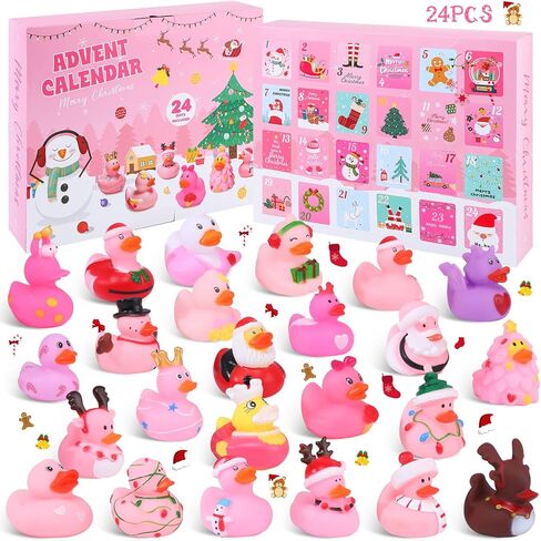 Advent Calendar 2024 Kids Christmas Rubber Ducks, 24 Days Rubber Duck Countdown Calendar, 24 Pcs Rubber Ducks Advent Calendar Bath & Pool Toys Party Favor Gifts Christmas Stocking Stuffers for Kids Boys Girls in Saudi Arabia