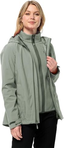 جاكيت حريمي من Jack Wolfskin مطبوع عليه Norrland 3 في 1 W عازل للماء in Kuwait