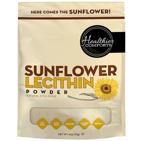 Healthier Comforts Sunflower Lecithin Powder (4 oz) | Non-GMO, Plant-Based Emulsifier for Smoothies, Baking, Chocolate, Salad Dressings & DIY Skincare | Natural Phospholipid Source in Saudi Arabia