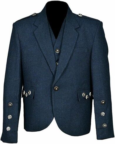 Vogue Wears Scottish Men's Tweed Scottish Crail Kilt Jacket with Waistcoat Scottish Wedding in Saudi Arabia
