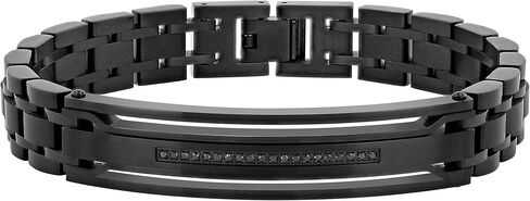 Men's Black Stainless Steel ID Link Bracelet – 8.5" in Saudi Arabia