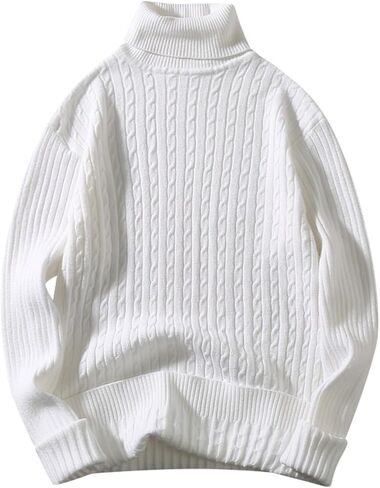 Mens Turtleneck Sweaters Ribbed Oversized Chunky Sweater Mock Neck Long Sleeve Knit Pullover Sweater Fall Outfit in Saudi Arabia