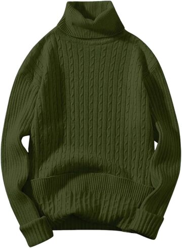 Mens Turtleneck Sweaters Ribbed Oversized Chunky Sweater Mock Neck Long Sleeve Knit Pullover Sweater Fall Outfit in Saudi Arabia