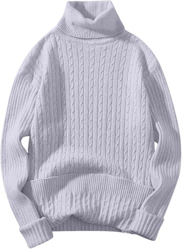 Mens Turtleneck Sweaters Ribbed Oversized Chunky Sweater Mock Neck Long Sleeve Knit Pullover Sweater Fall Outfit in Saudi Arabia