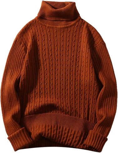 Mens Turtleneck Sweaters Ribbed Oversized Chunky Sweater Mock Neck Long Sleeve Knit Pullover Sweater Fall Outfit in Saudi Arabia