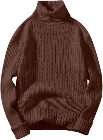 Mens Turtleneck Sweaters Ribbed Oversized Chunky Sweater Mock Neck Long Sleeve Knit Pullover Sweater Fall Outfit in Saudi Arabia