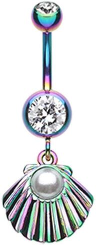 Colorline Gold Ariel's Shell Dangle Belly Button Ring in Saudi Arabia