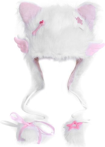 Y2K Goth Cat Ear Hat for Women Winter Cute Faux Fur Fox Cat Ear Hat Grunge Goth Accessories in Saudi Arabia