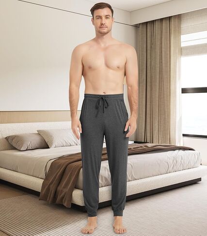 NACHILA Men's Pajamas Pants-Viscose Made from Bamboo, Soft Jogger Pants Comfy Sleep Pants Cool Pjs Bottoms with Pockets in Saudi Arabia
