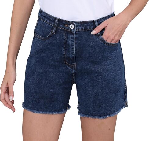 Womens Jean Shorts Summer Casual Trendy Frayed Raw Hem Denim Shorts with Pockets in Saudi Arabia