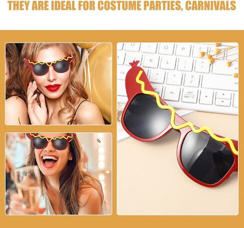 4Pcs Hot Dog Glasses, Dance Party Hot Dog Headband Adult, Funny Sunglasses Costume Decorations for Summer Luau Party Decorations in Saudi Arabia