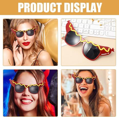 4Pcs Hot Dog Glasses, Dance Party Hot Dog Headband Adult, Funny Sunglasses Costume Decorations for Summer Luau Party Decorations in Saudi Arabia