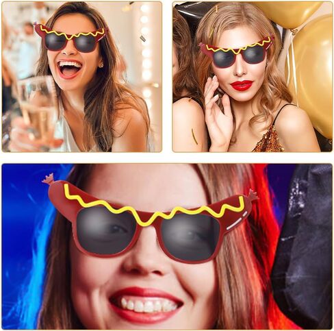 4Pcs Hot Dog Glasses, Dance Party Hot Dog Headband Adult, Funny Sunglasses Costume Decorations for Summer Luau Party Decorations in Saudi Arabia