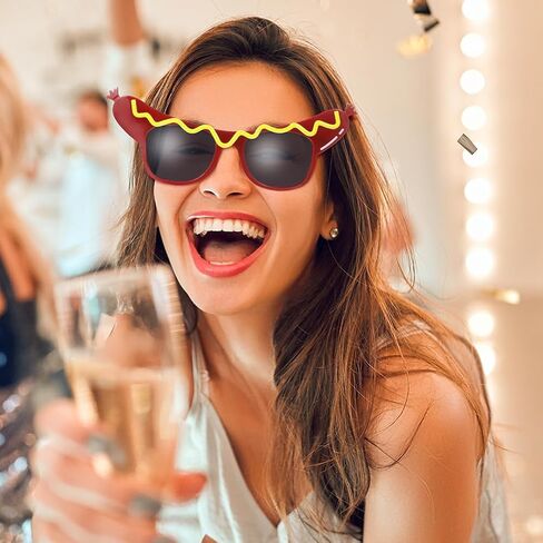 4Pcs Hot Dog Glasses, Dance Party Hot Dog Headband Adult, Funny Sunglasses Costume Decorations for Summer Luau Party Decorations in Saudi Arabia