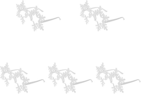 LOGOFUN 5 Pairs of Snowflake Shape Glasses Christmas Snowflake Eyeglasses Rimless Snowflake Eyewear Prop Fashion Xmas Party Glaases Frame - White in Saudi Arabia